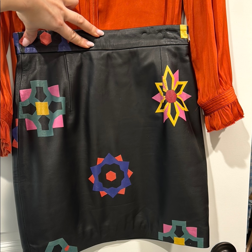Black Skirt with Vibrant Geometric Designs
